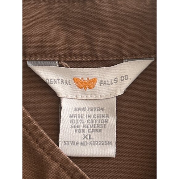 Central Falls Co. Brown Button Down Utility Jacket XL With Pockets & Drawstring - Picture 4 of 7